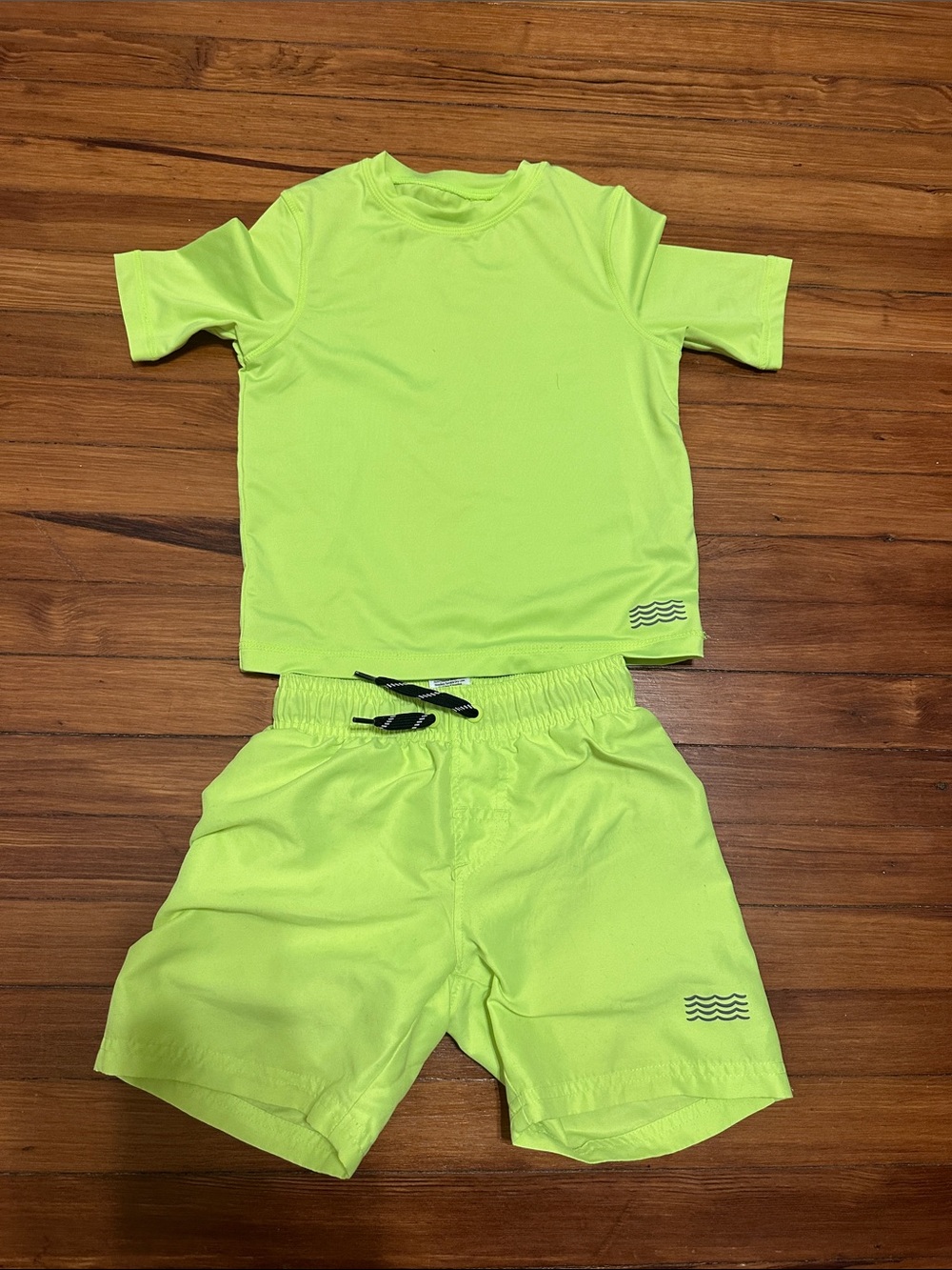 wonder nation Neon Lime Swim Rashguard Set